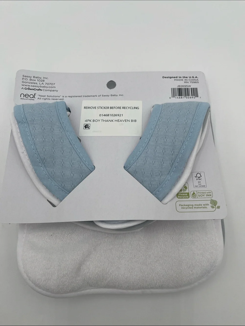 Neat Solutions Blue Infant Bibs - 4 Pack (Thank Heaven for Little Boys)